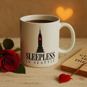 Sleepless In Seattle Mug Romantic Movie Coffee Cup Heart Empire State Building